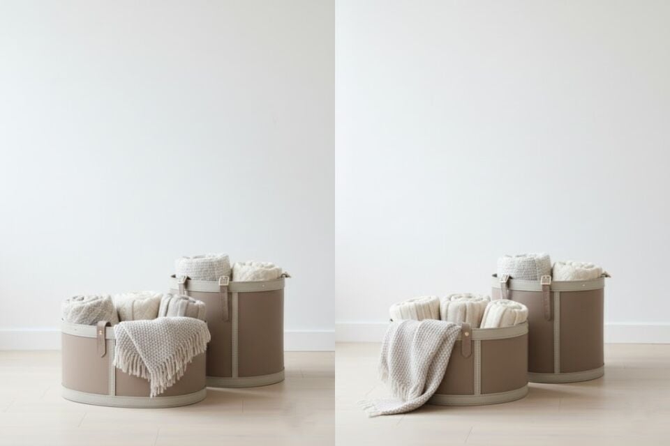 Gardin Leather Printed Leather Oval Storage Basket