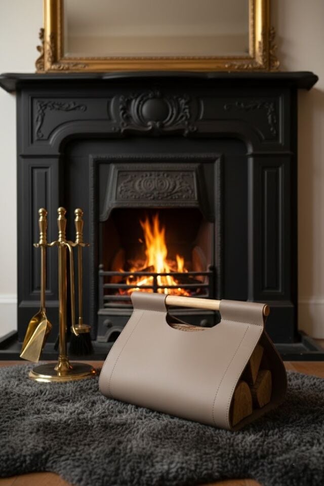 Gardin Leather Printed Leather Firewood Holder