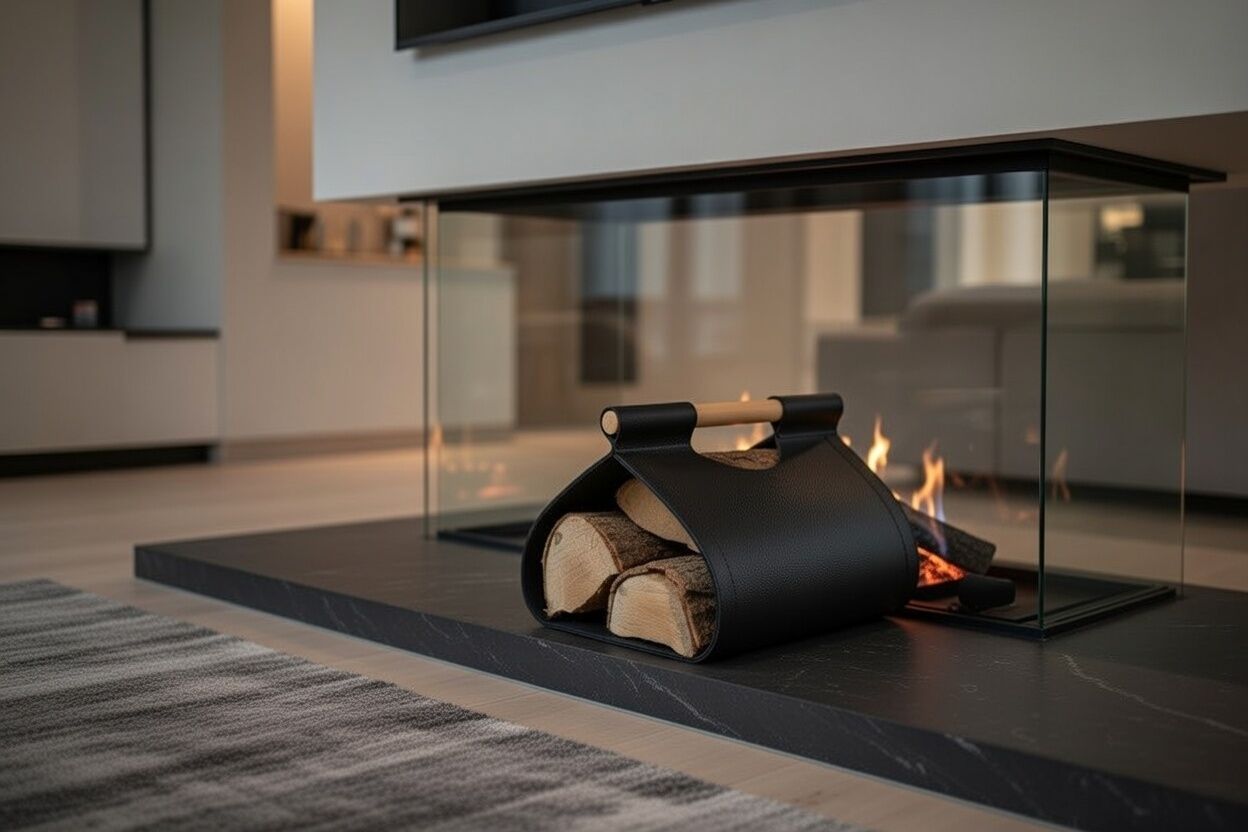 Gardin Leather Printed Leather Firewood Holder – Black