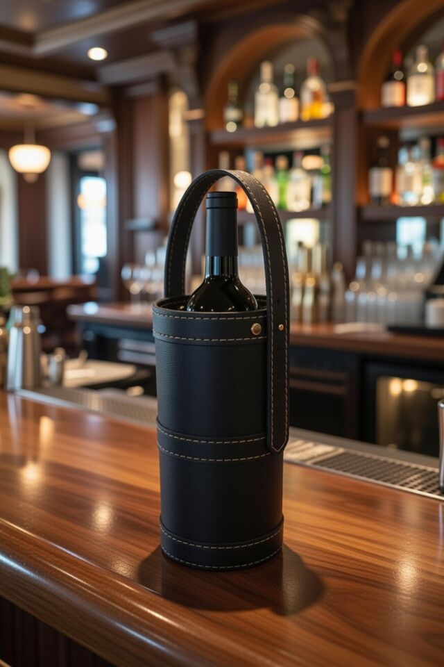 Gardin Leather Printed Leather Wine Carrier