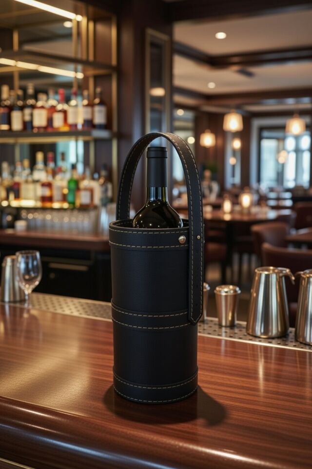 Gardin Leather Printed Leather Wine Carrier