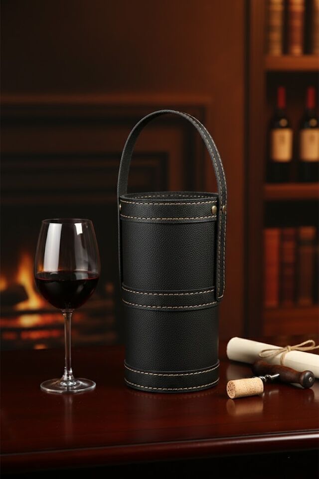 Gardin Leather Printed Leather Wine Carrier