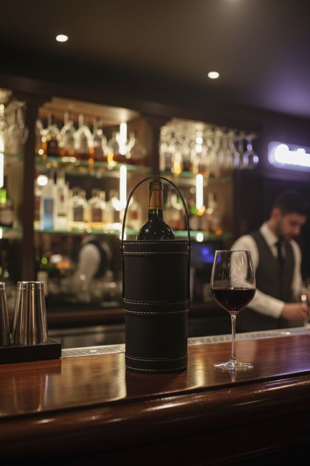 Gardin Leather Printed Leather Wine Carrier