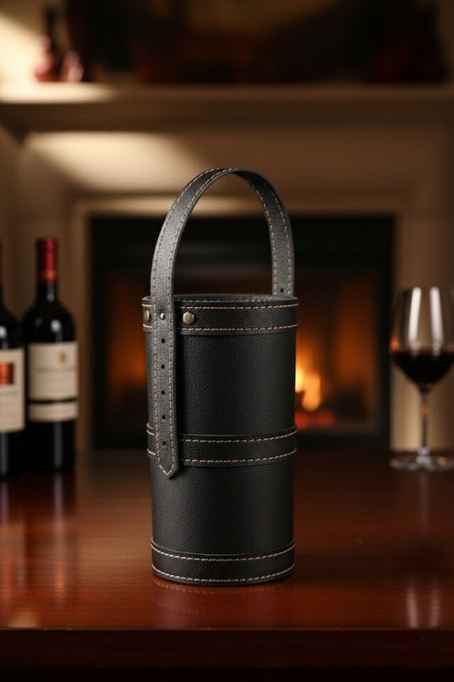 Gardin Leather Printed Leather Wine Carrier
