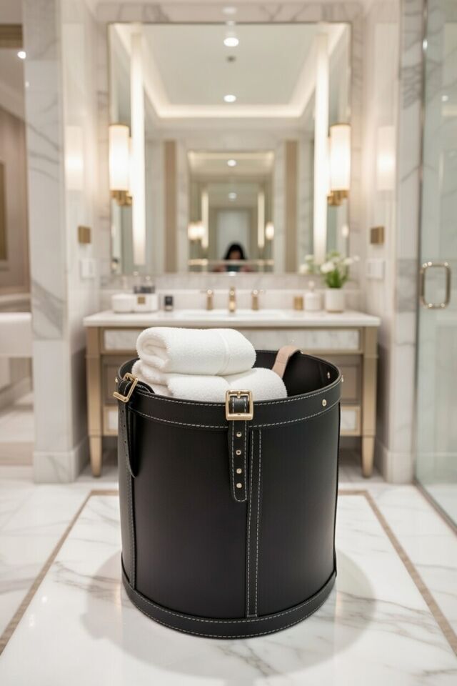 Gardin Leather Printed Leather Storage Basket