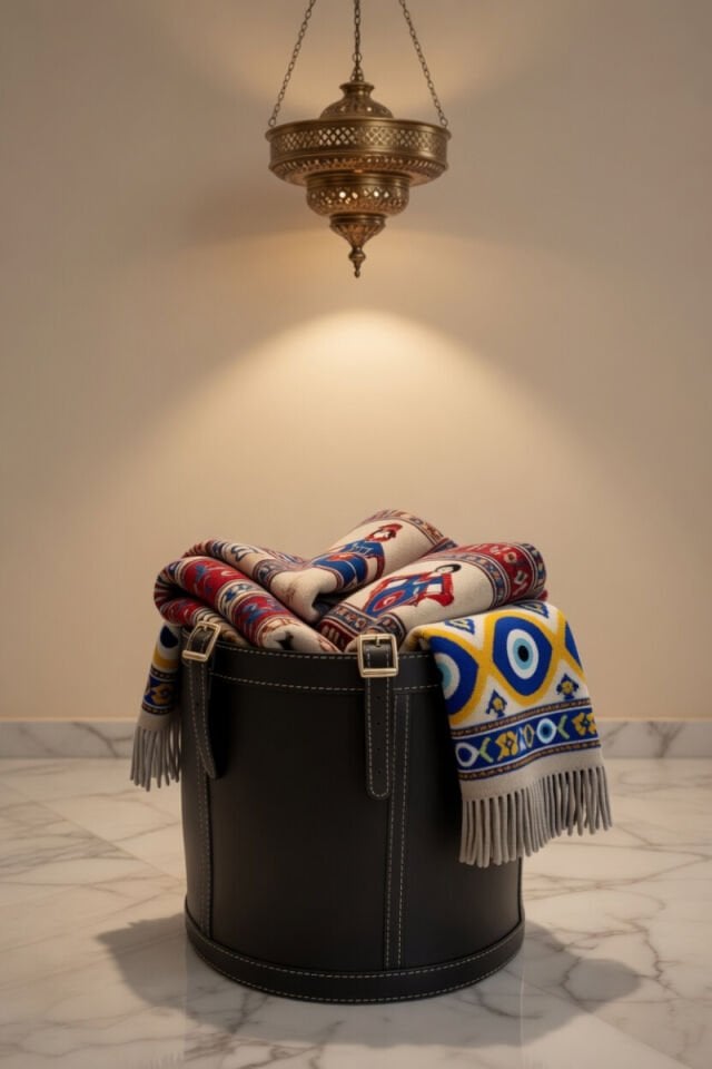 Gardin Leather Printed Leather Storage Basket