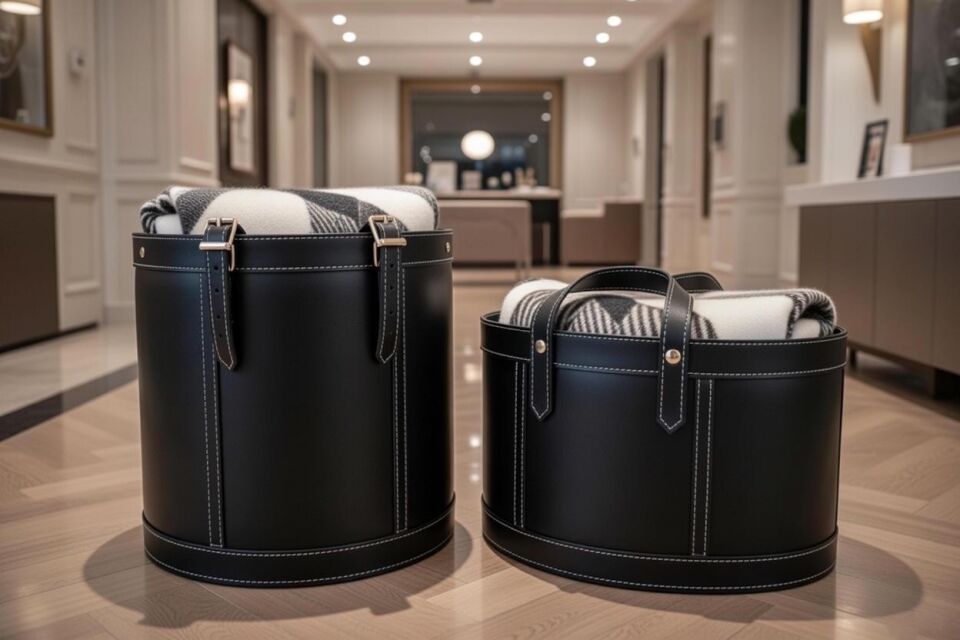 Gardin Leather Printed Leather Storage Basket