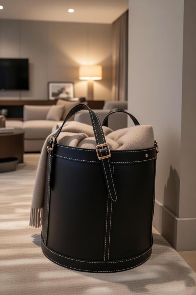 Gardin Leather Printed Leather Storage Basket