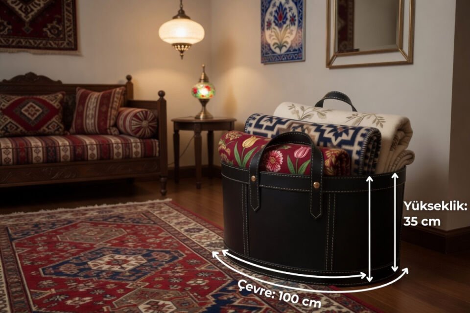 Gardin Leather Printed Leather Oval Storage Basket