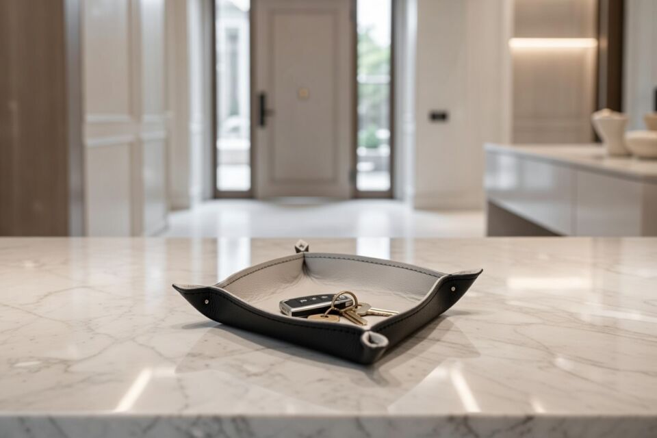 Leather Valet Tray - Black Gray