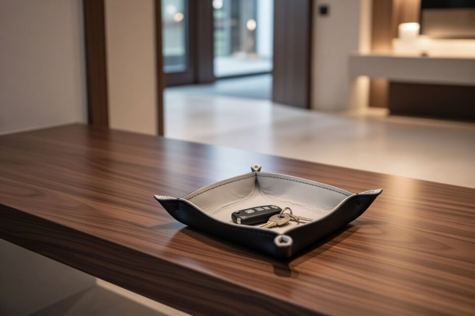 Leather Valet Tray - Black Gray