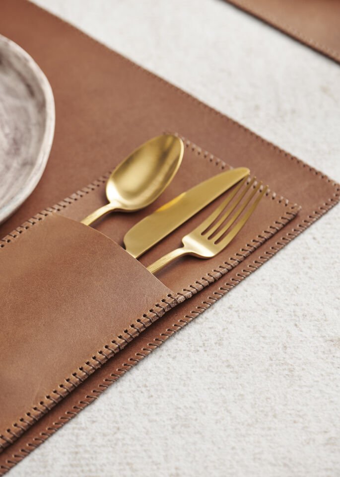 Genuine Leather Cutlery Rest