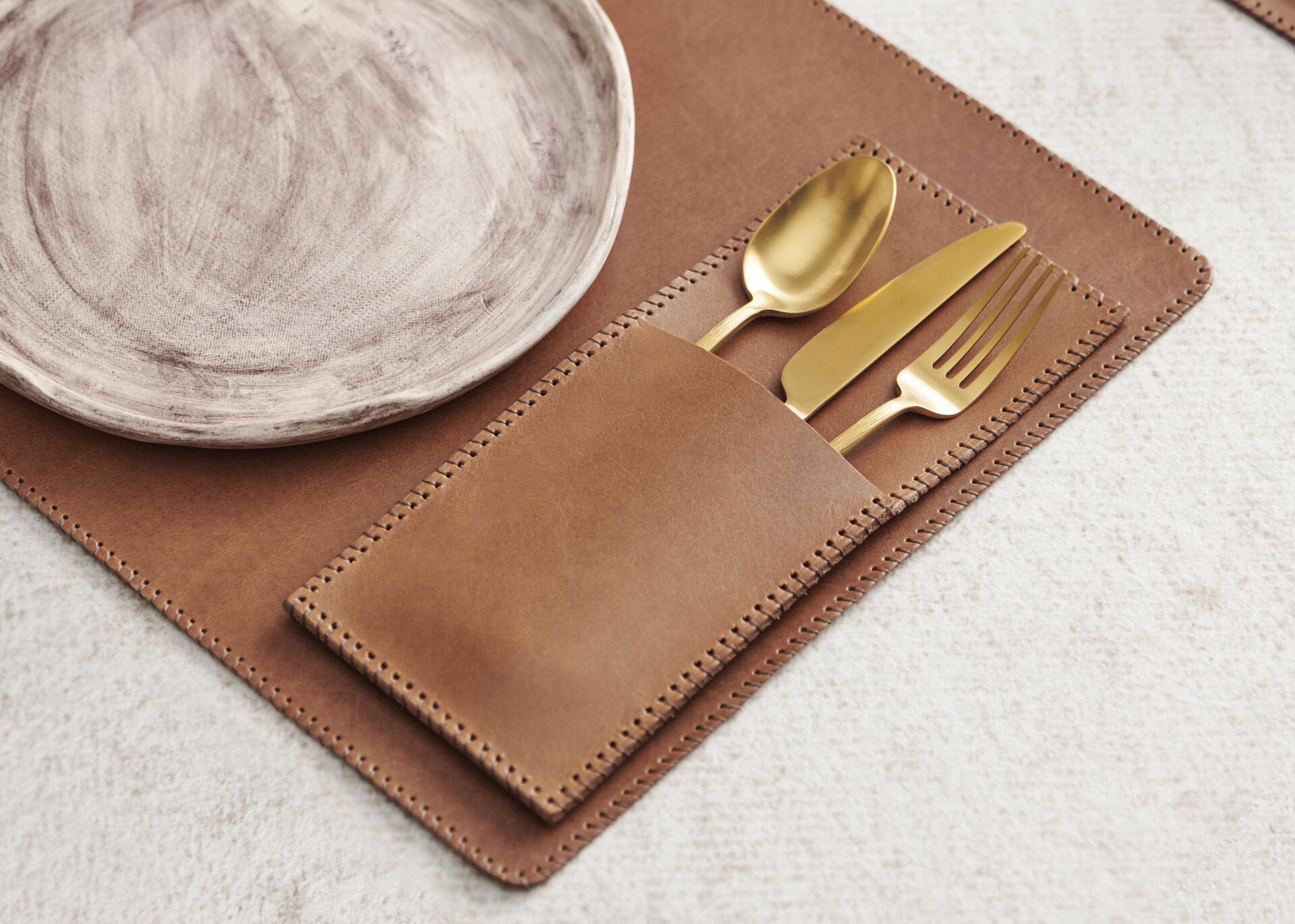 Genuine Leather Cutlery Rest