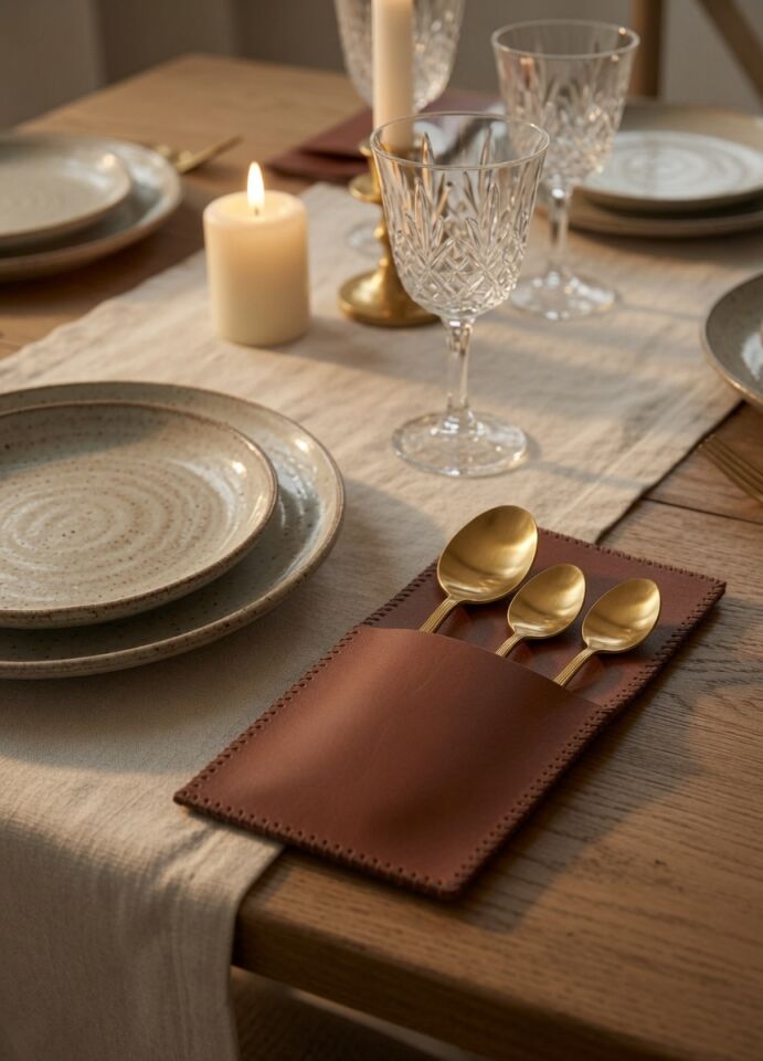 Genuine Leather Cutlery Rest