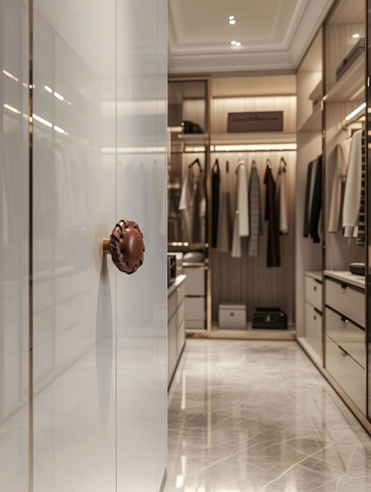 El Yapımı Hakiki Deri Örgülü Dolap Kulpu