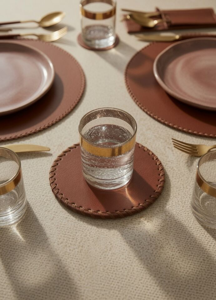 Genuine Leather Coaster Set