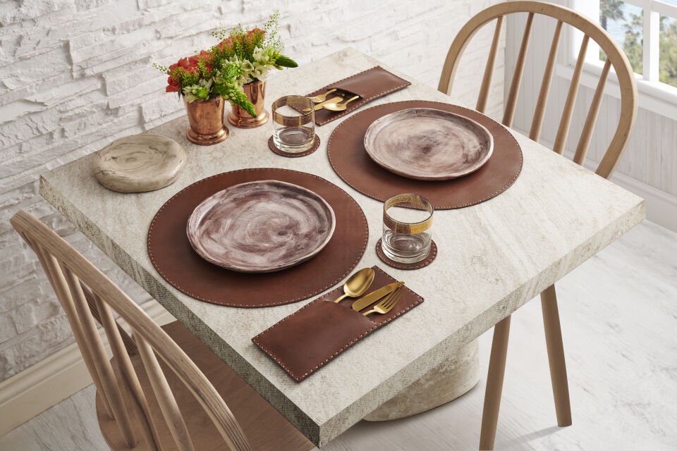 Genuine Leather Coaster Set