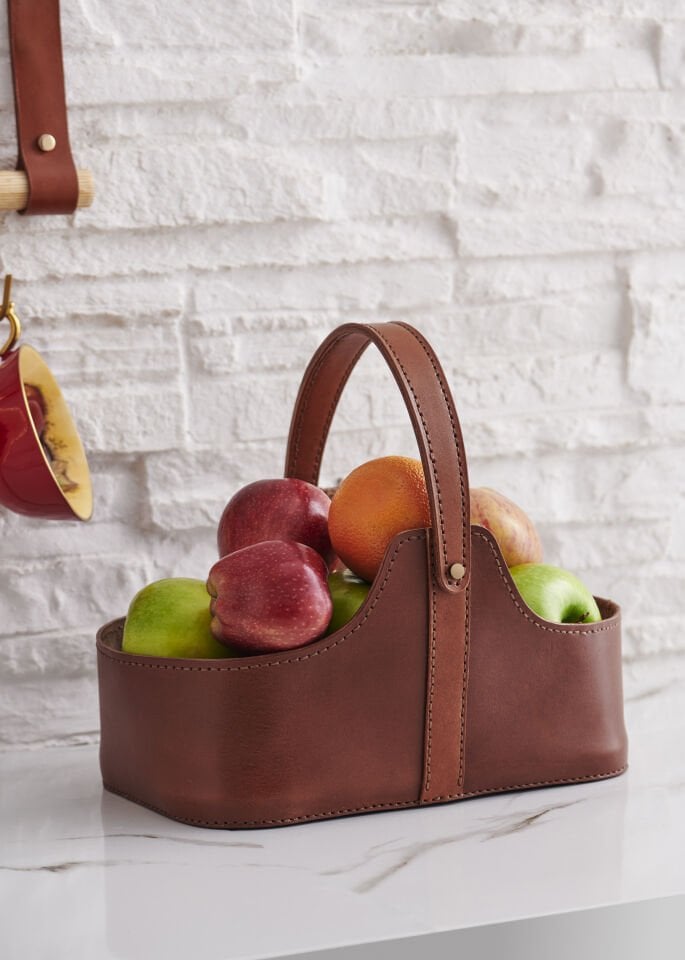 Gardin Leather El Yapımı Deri Saklama Sepeti - Lüks Dekorasyon