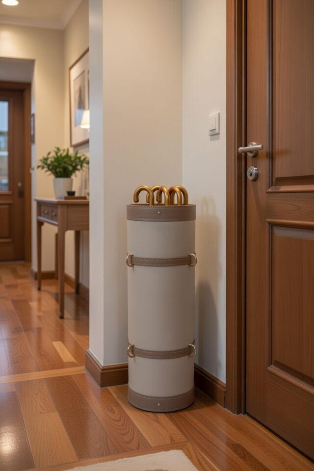 Handcrafted Printed Leather Umbrella Stand