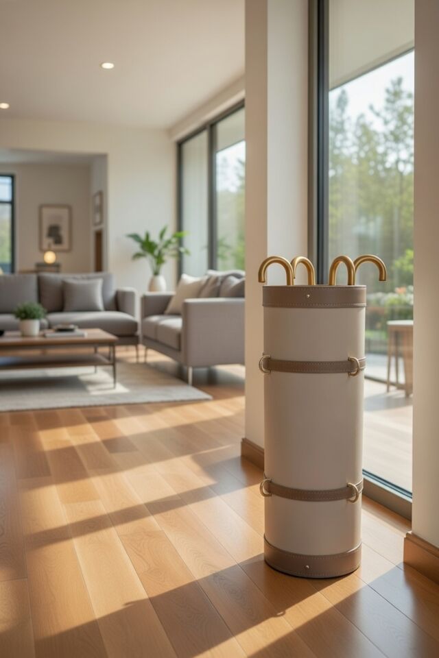 Handcrafted Printed Leather Umbrella Stand